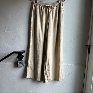 Max Studio Beige Pull On Wide Leg‎ Pants Linen/Rayon Blend Lightweight Sz XL